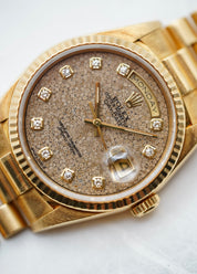 Rolex Day Date in Yellow Gold Fossil Dial Ref.18238