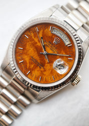 Rolex Day Date White Gold Birch Wood dial ref.18039