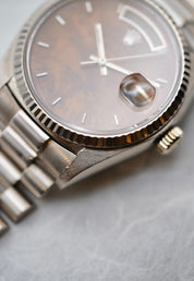 Rolex Day Date White Gold Birch Wood dial ref.18039
