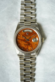 Rolex Day Date White Gold Birch Wood dial ref.18039